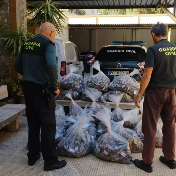 Guardia Civil descubre 456 kilos de hachís en el techo de un semirremolque en el puerto de Motril (Granada)